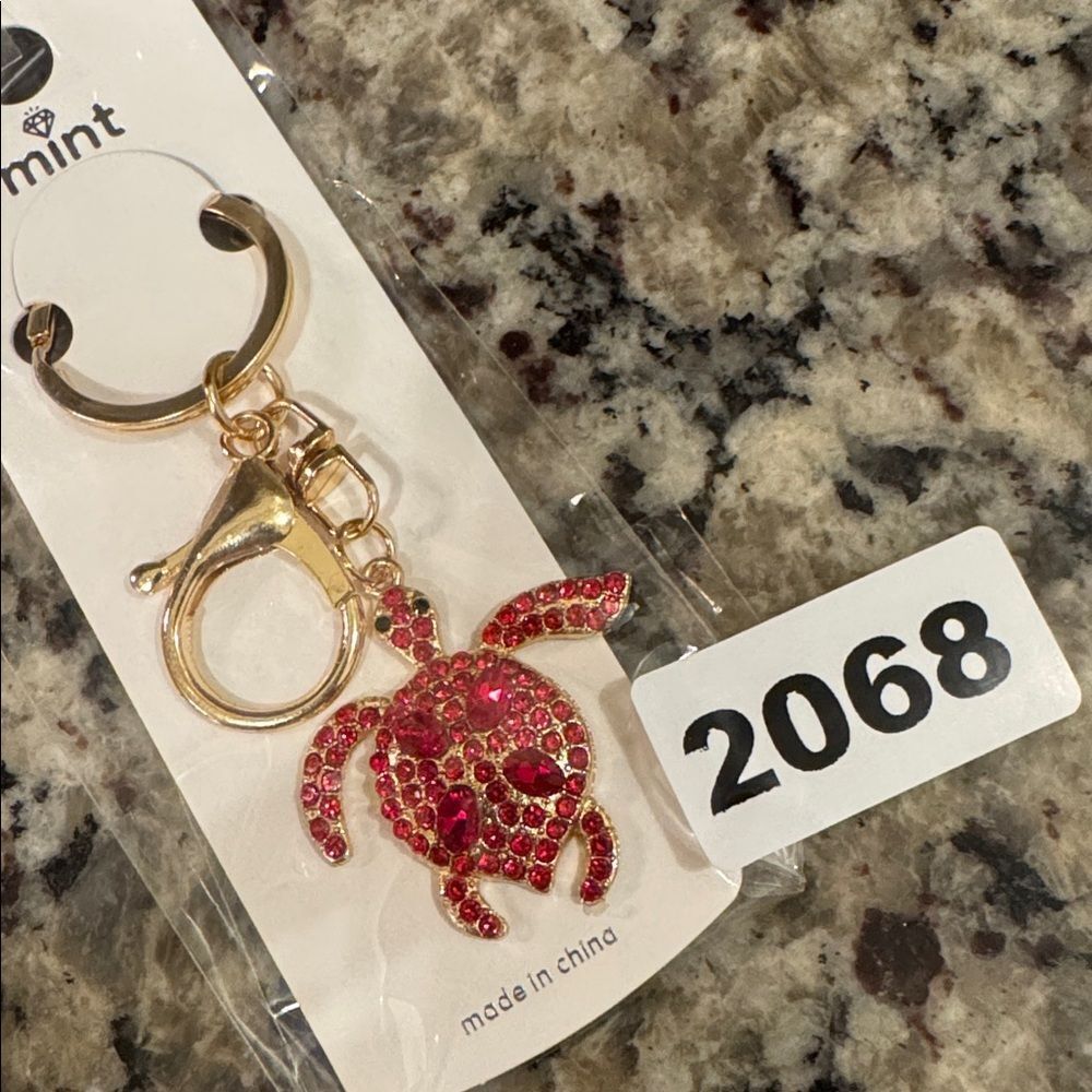 2068 Rhinestone, Turtle Key Ring & Bag Charm - Picture 2 of 2